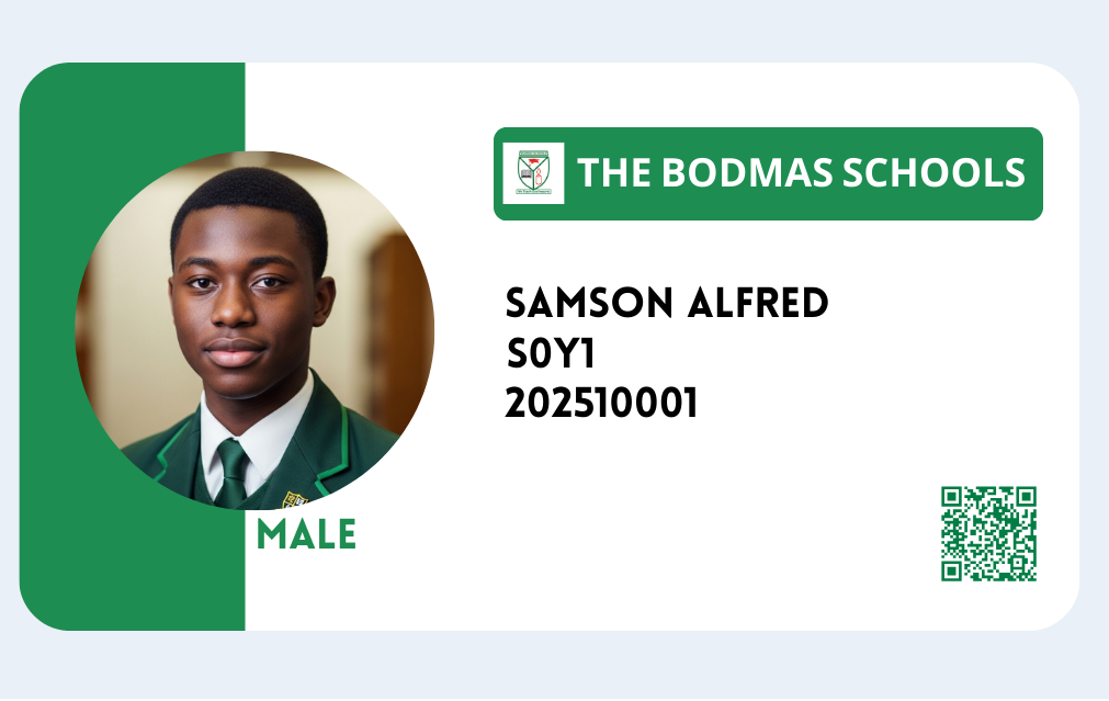 New Bodmas Schools Student Card Design 2025